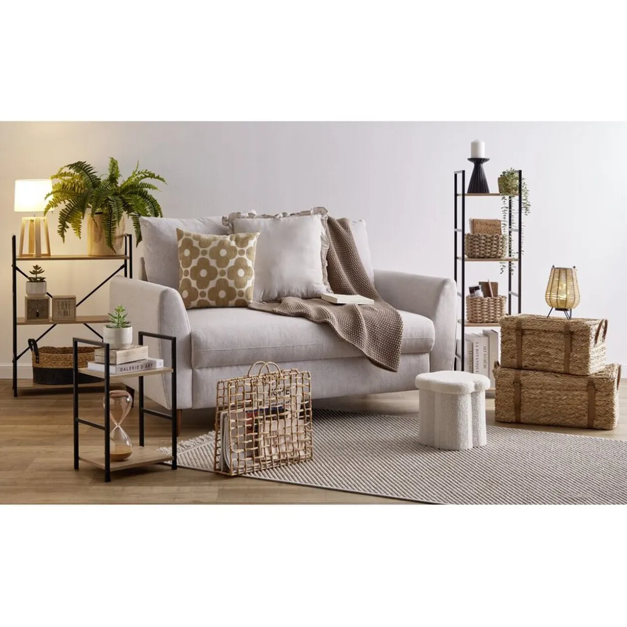 Étagère 4 niveaux Luffi 29,1x23,5x112cm bois et métal