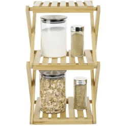 Étagère 3 niveaux pliable bambou naturel 22,1xH35,5x18,3cm < Gifi Online