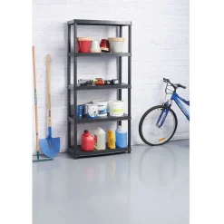 Étagère plastique noir 5 niveaux L71xl35xH180cm < Gifi Outlet