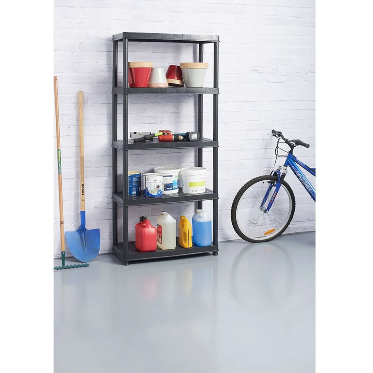 Étagère plastique noir 5 niveaux L71xl35xH180cm < Gifi Outlet