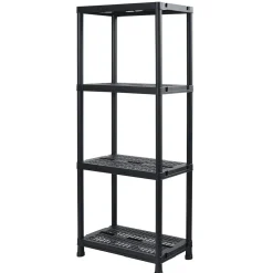 Étagère plastique noir 4 niveaux L60xl30xH138cm