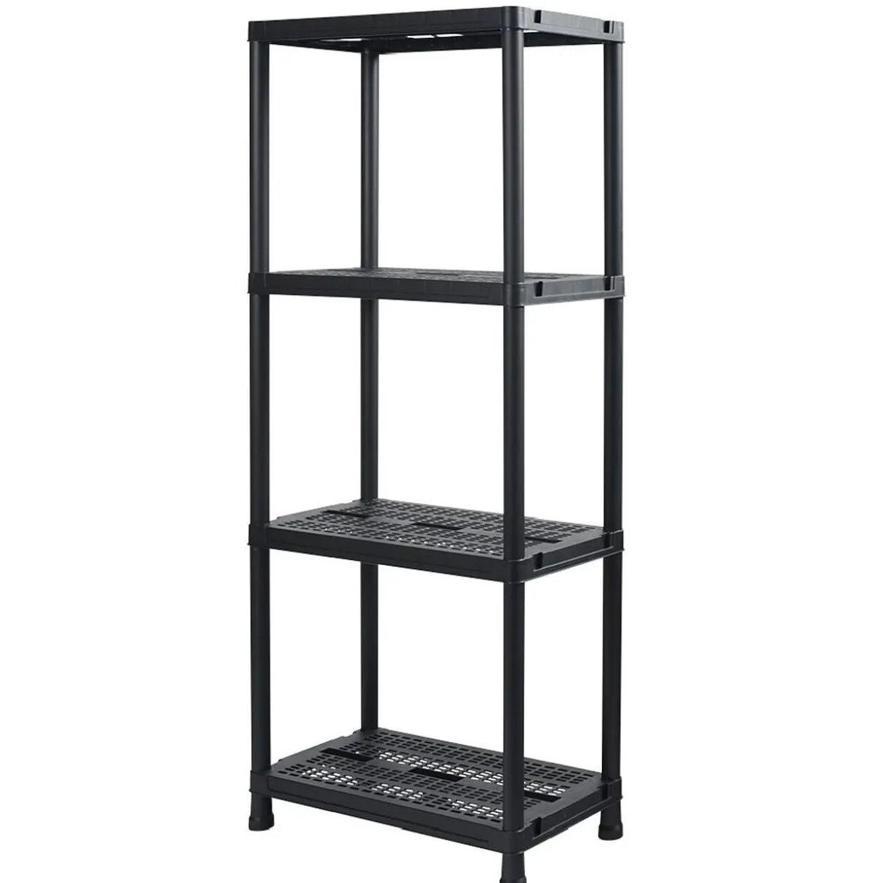 Étagère plastique noir 4 niveaux L60xl30xH138cm