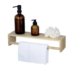 Étagère salle de bain porte serviette en bambou 40,8x8,9xH11cm