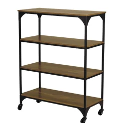 Étagère sur pieds Detroit métal bois noir et marron 80x35xH102,5 cm