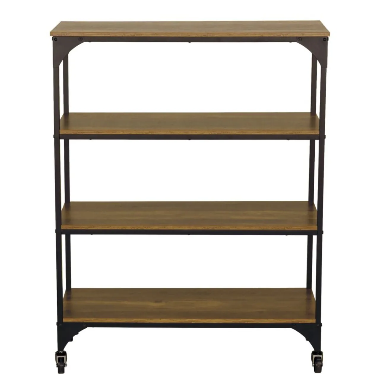 Étagère sur pieds Detroit métal bois noir et marron 80x35xH102,5 cm