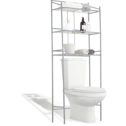 Étagère WC 3 niveaux acier gris 59,5x26,5xH170cm