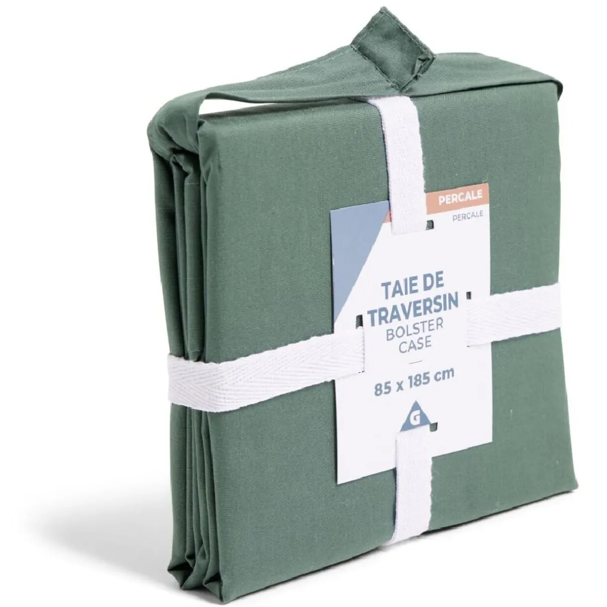 Taie de traversin 85x185cm 100% coton percale vert < Gifi