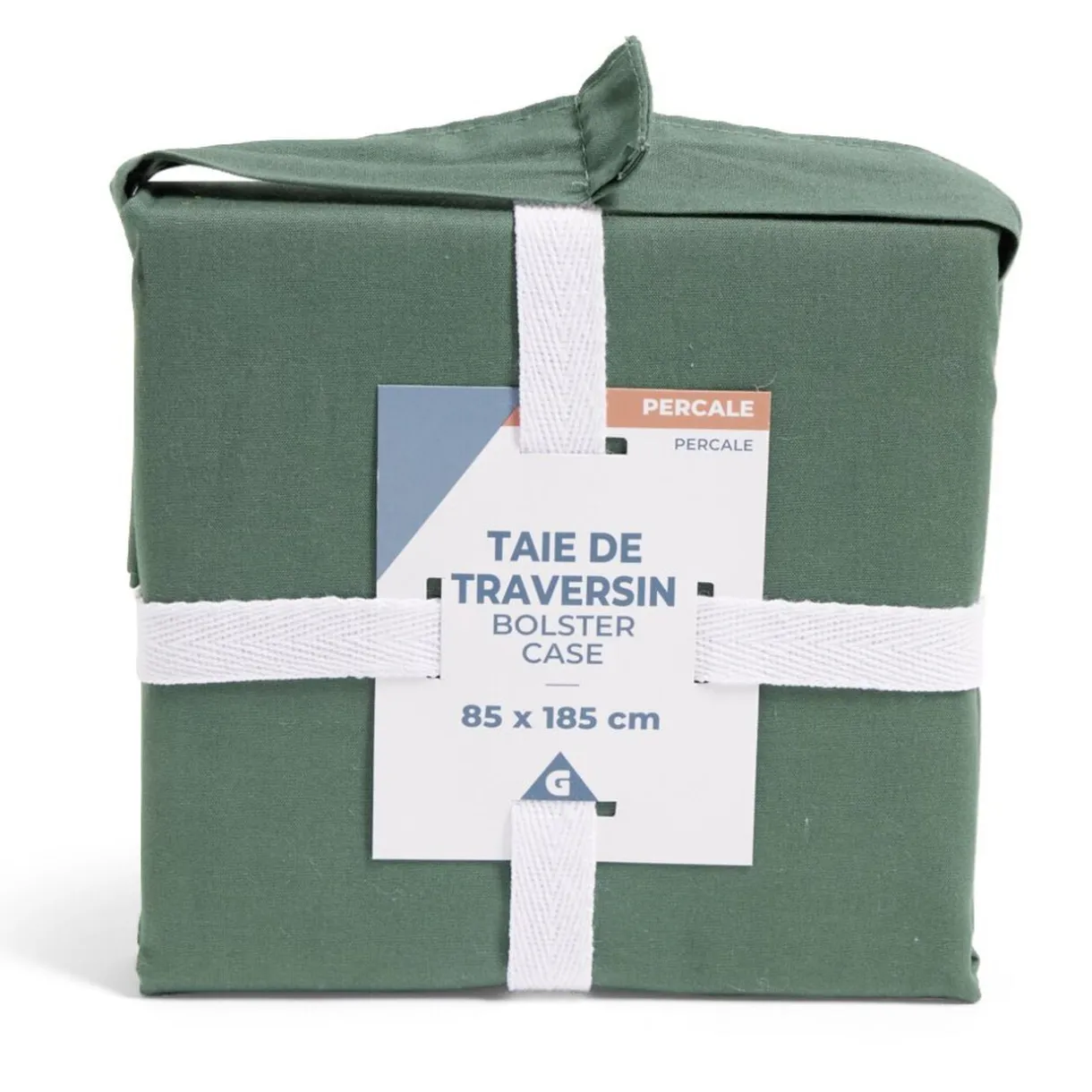 Taie de traversin 85x185cm 100% coton percale vert < Gifi
