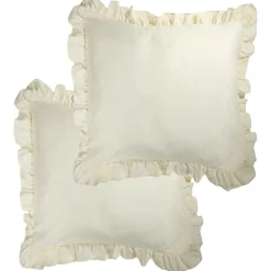 Taie d'oreiller carrée satinée unie à volants 63x63cm (3 modèles) < Gifi Online