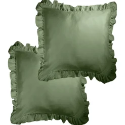 Taie d'oreiller carrée satinée unie à volants 63x63cm (3 modèles) < Gifi Online