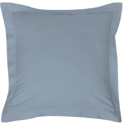 Taie d'oreiller carrée unie bleu clair avec revers