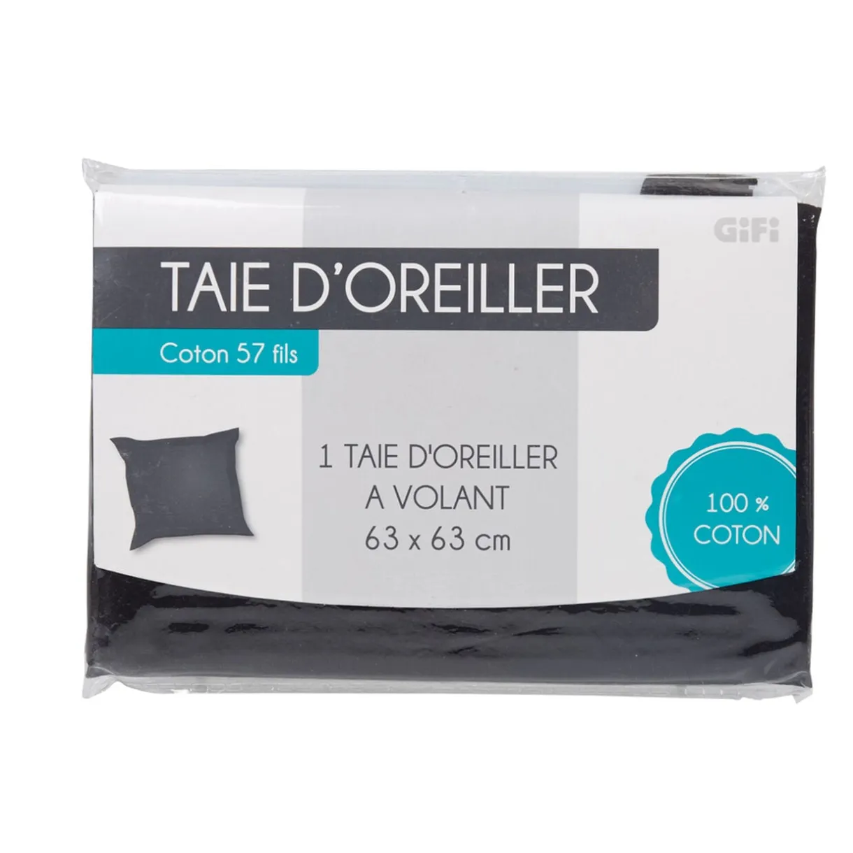 Taie d oreiller noir avec volant < Gifi Discount