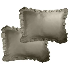 Taie d'oreiller rectangulaire satinée unie à volants 50x70cm (3 modèles) < Gifi New