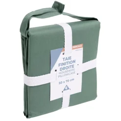 Taie d'oreiller 50x70cm 100% coton percale finition droite vert < Gifi Discount