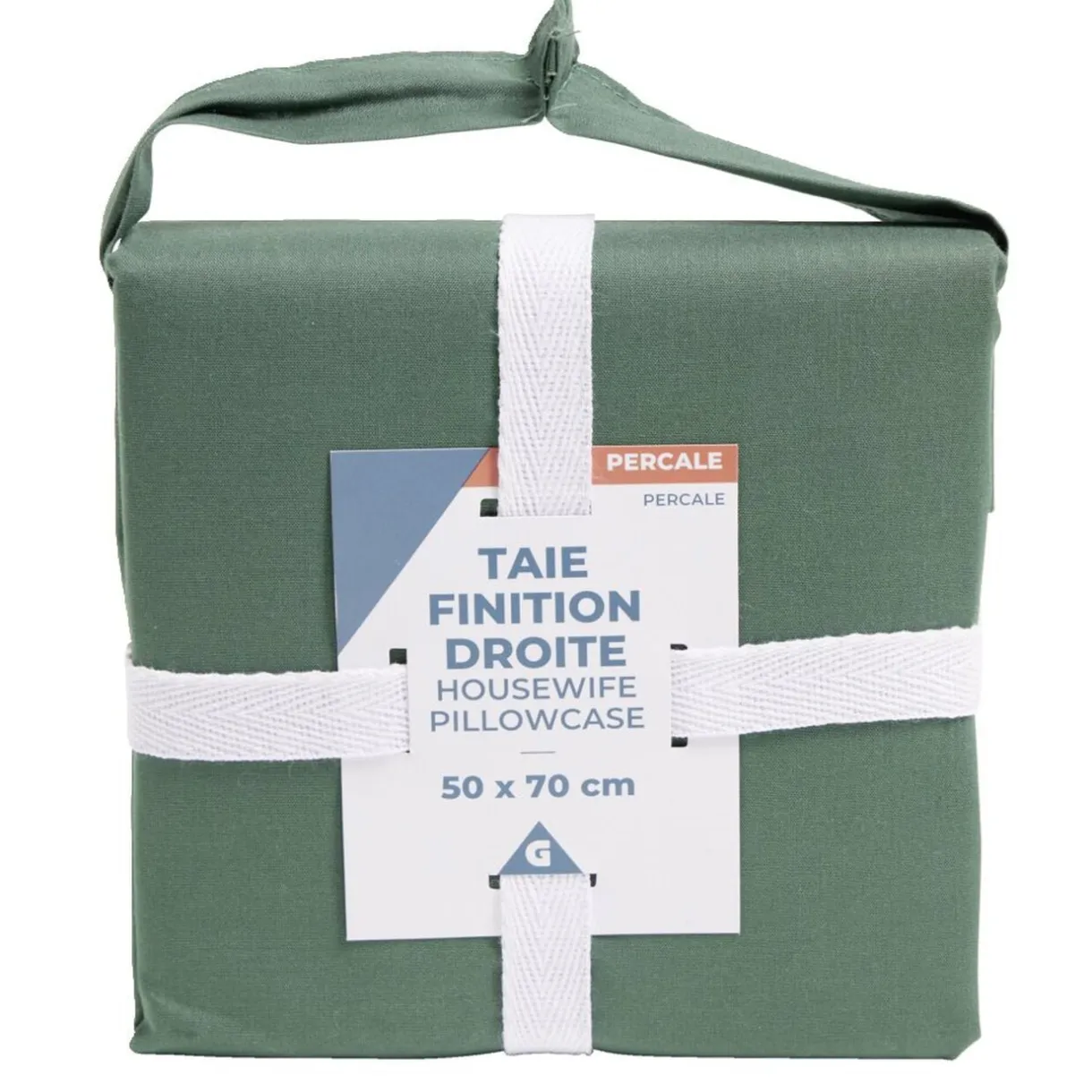 Taie d'oreiller 50x70cm 100% coton percale finition droite vert < Gifi Discount