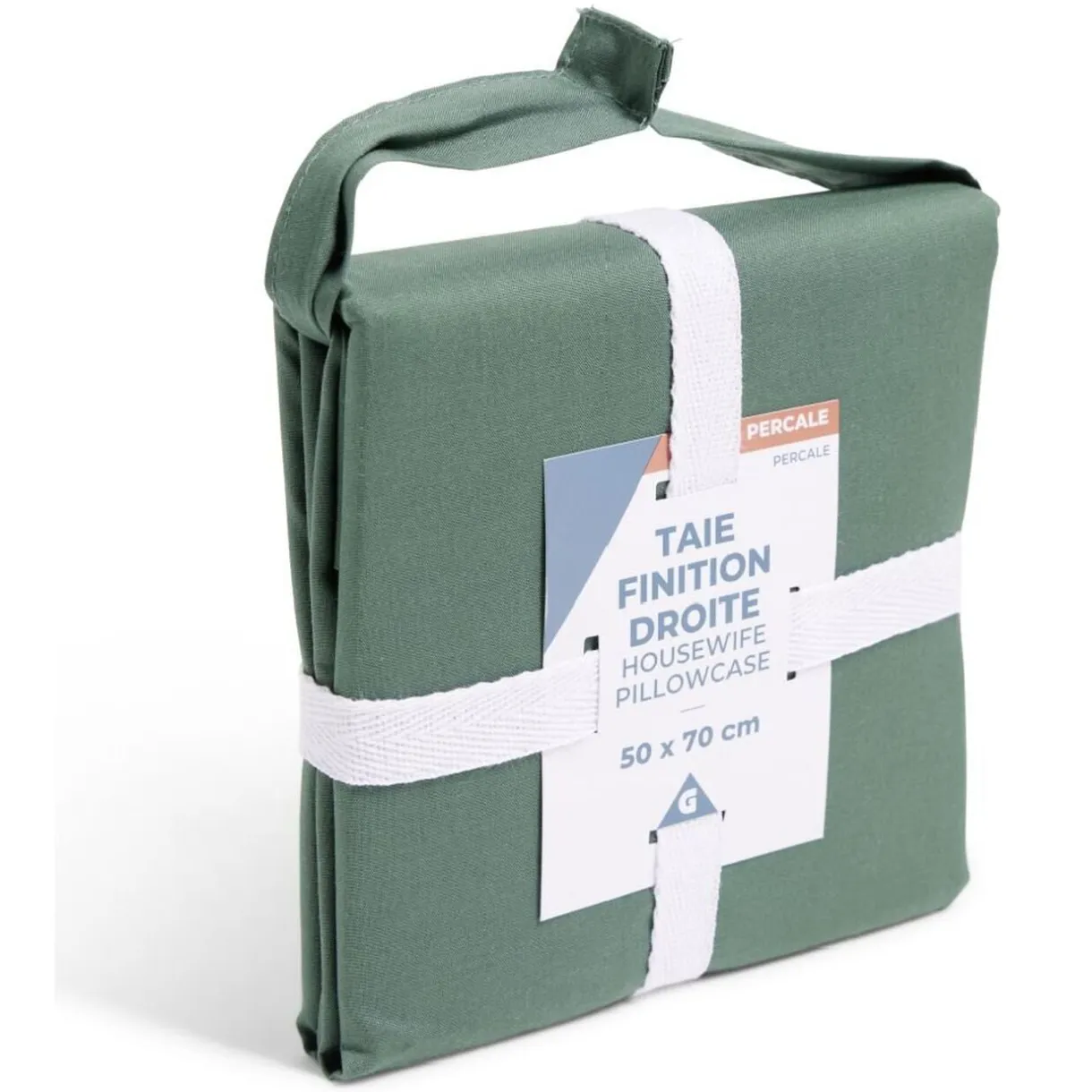 Taie d'oreiller 50x70cm 100% coton percale finition droite vert < Gifi Discount