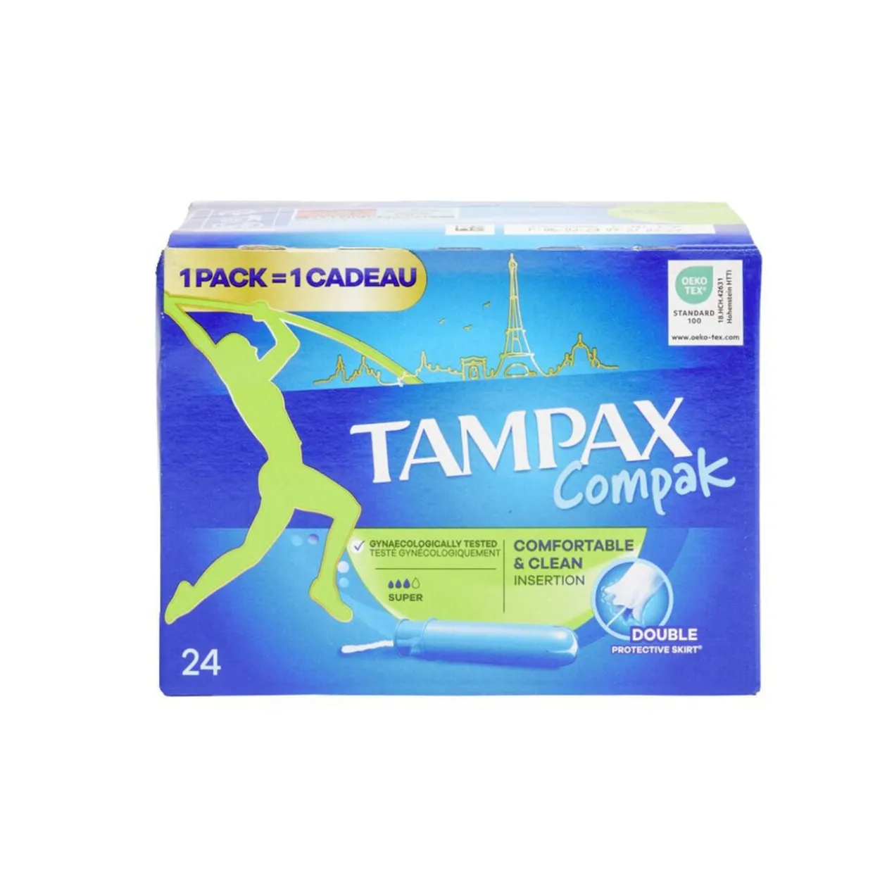 Tampon avec applicateur Tampax Super - La boîte de 24 tampons