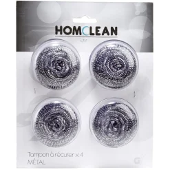 Tampon à récurer boule en inox x 4