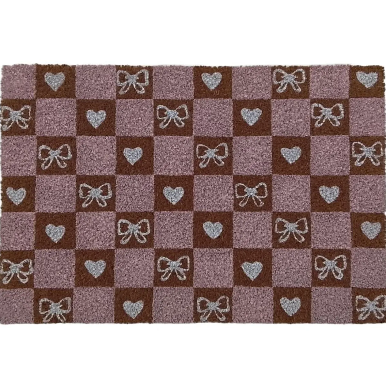 Tapis coco rectangulaire Sweet Home rose et marron 40x60cm (2 modèles)