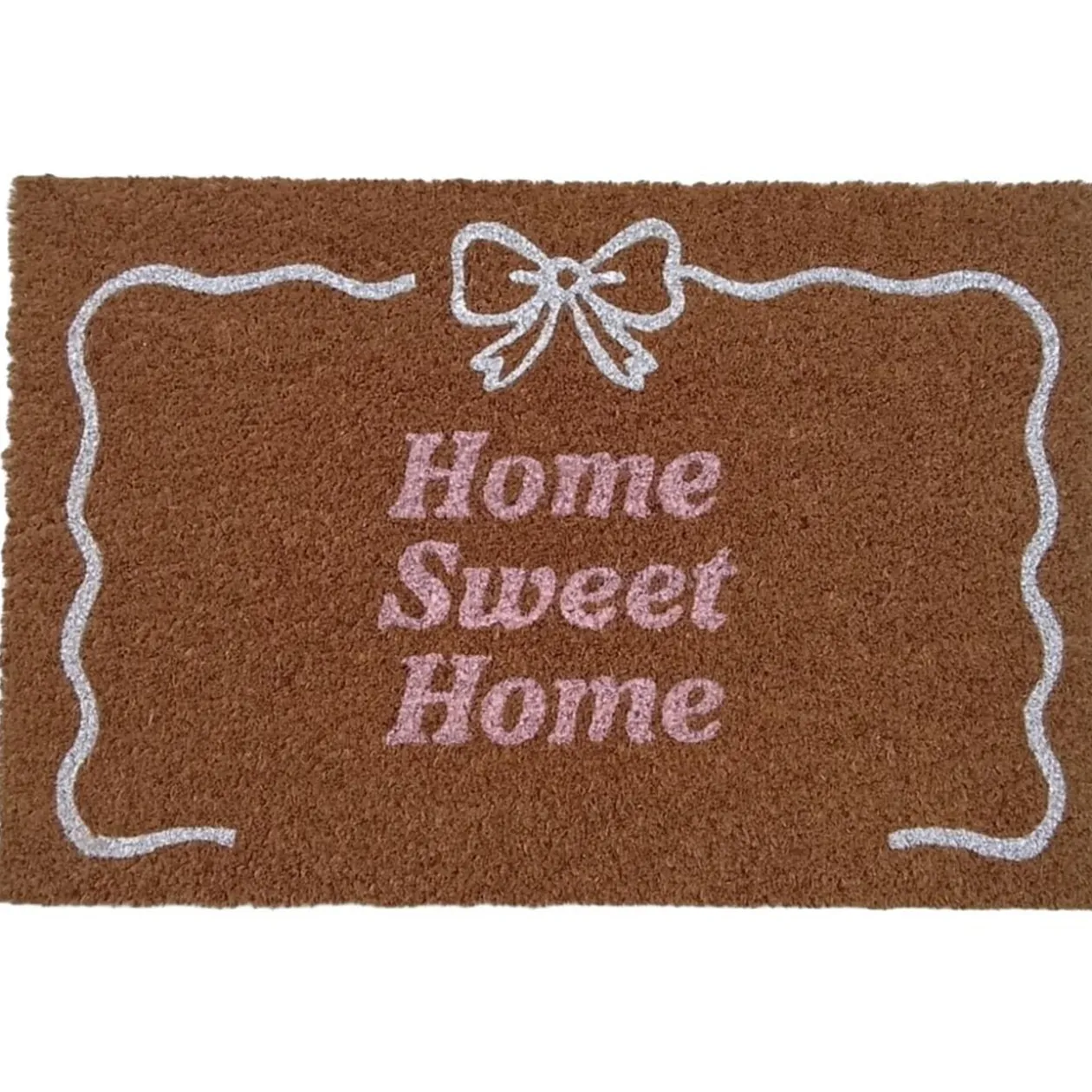 Tapis coco rectangulaire Sweet Home rose et marron 40x60cm (2 modèles)