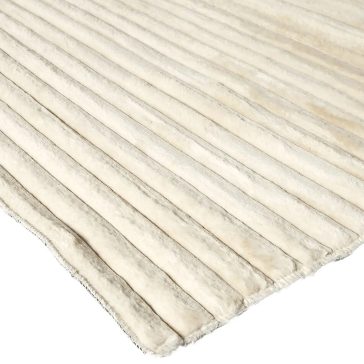 Tapis déco fourrure rayé 120x170cm (2 modèles taupe ou beige)