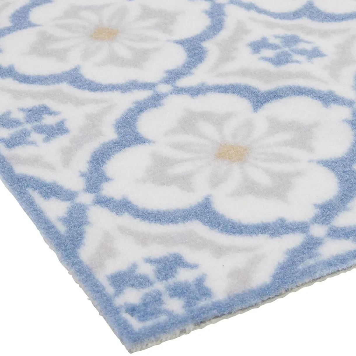 Tapis de cuisine imprimé carreau de ciment bleu et blanc 120x50cm < Gifi Discount