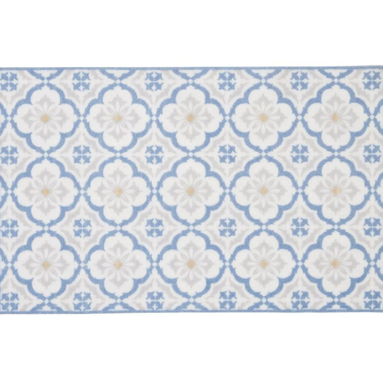 Tapis de cuisine imprimé carreau de ciment bleu et blanc 80x50cm
