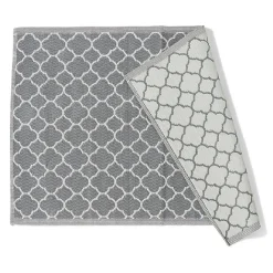 Tapis de jardin India motif chevron gris et blanc