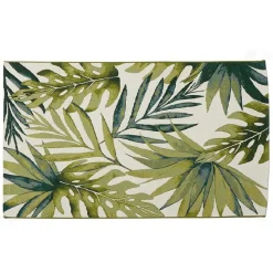 Tapis de jardin motif feuillage exotique vert et blanc 120x180cm
