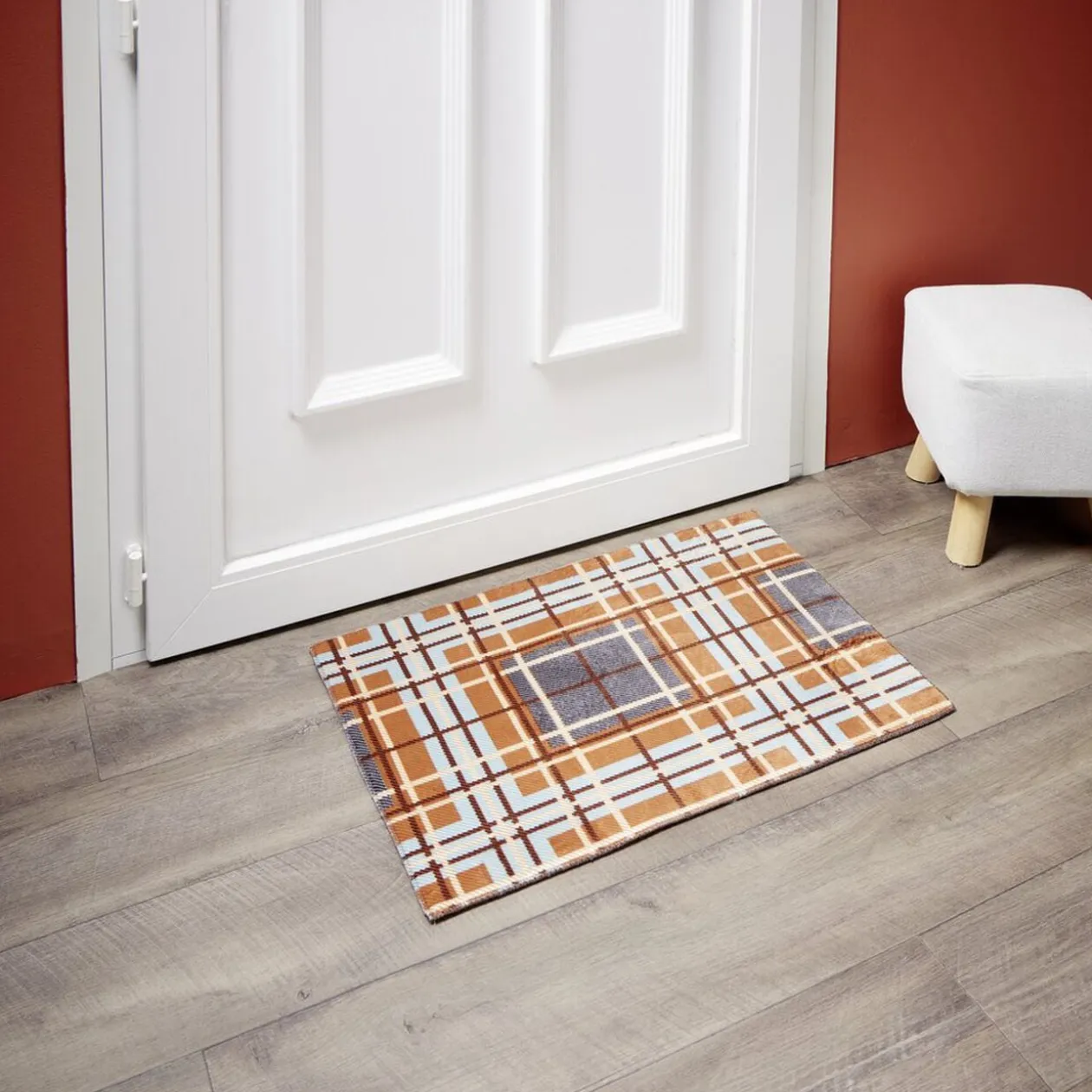 Tapis d'entrée motif tartan 40x60cm (2 modèles)
