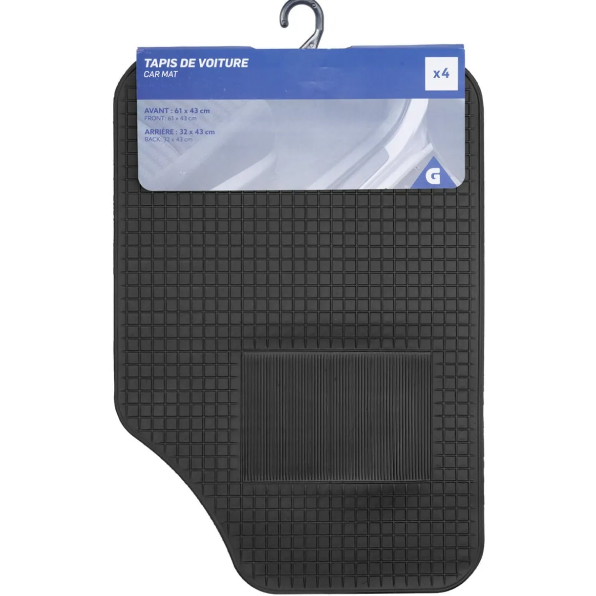Tapis de voiture x4 plastique noir < Gifi Best