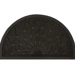 Tapis d'extérieur demi lune motif rosace relief 45x75cm