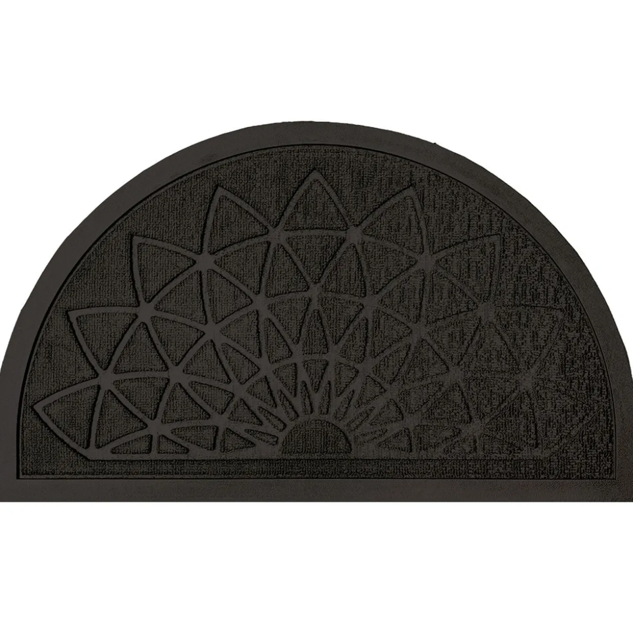 Tapis d'extérieur demi lune motif rosace relief 45x75cm