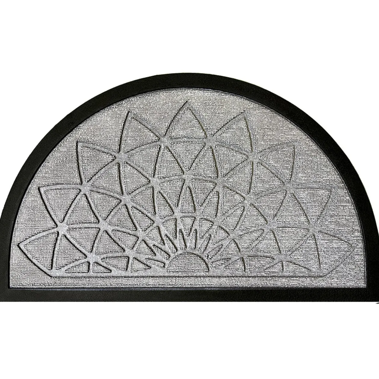 Tapis d'extérieur demi lune motif rosace relief 45x75cm