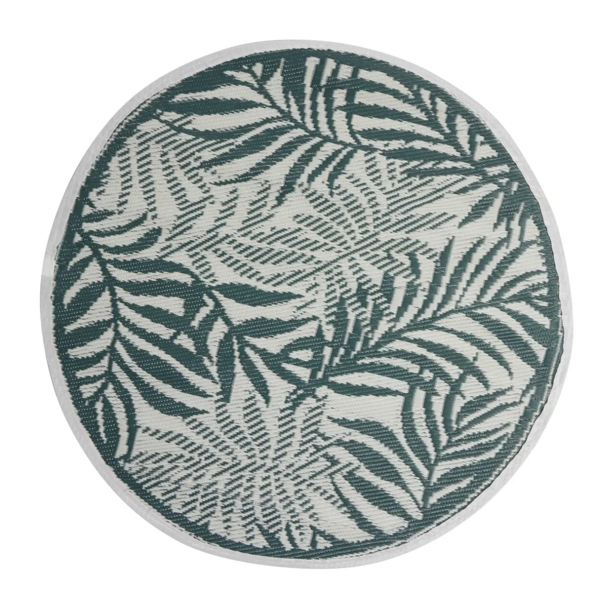 Tapis d'extérieur India rond motif feuillage vert Ø100 cm < Gifi Clearance
