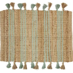 Tapis en jute vert et naturel avec pompons 60x90cm < Gifi Outlet