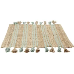 Tapis en jute vert et naturel avec pompons 60x90cm < Gifi Outlet