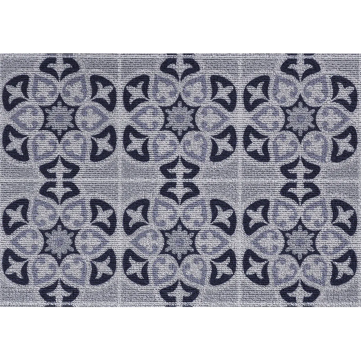 Tapis extérieur antidérapant grattant carreau ciment bleu gris 75x45cm