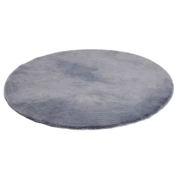 Tapis fausse fourrure gris Ø80cm