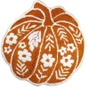 Tapis forme citrouille motif floral orange et blanc Ø60cm