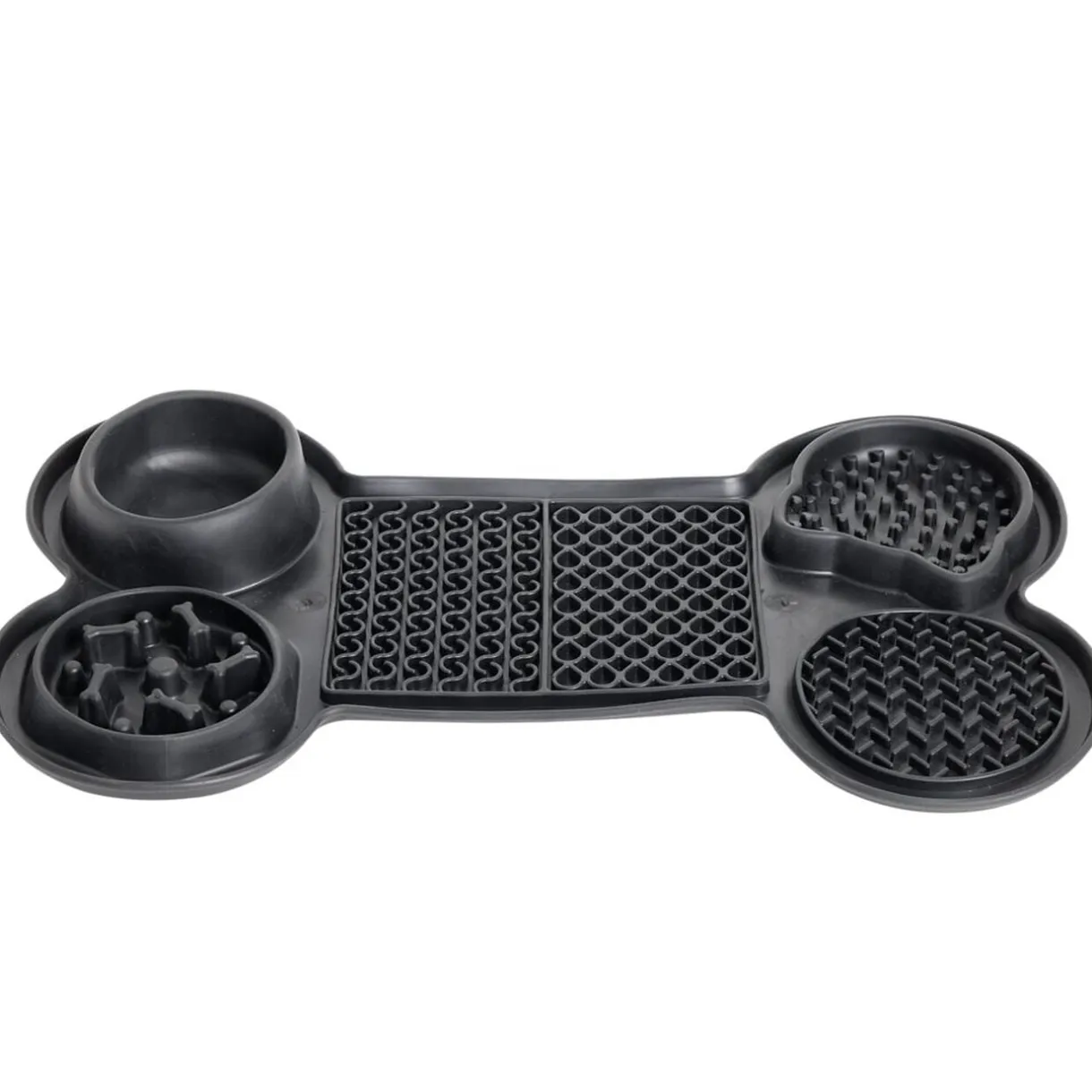 Tapis gamelle chien léchage et anti glouton forme os noir 37,8x22,3xH4cm < Gifi Best