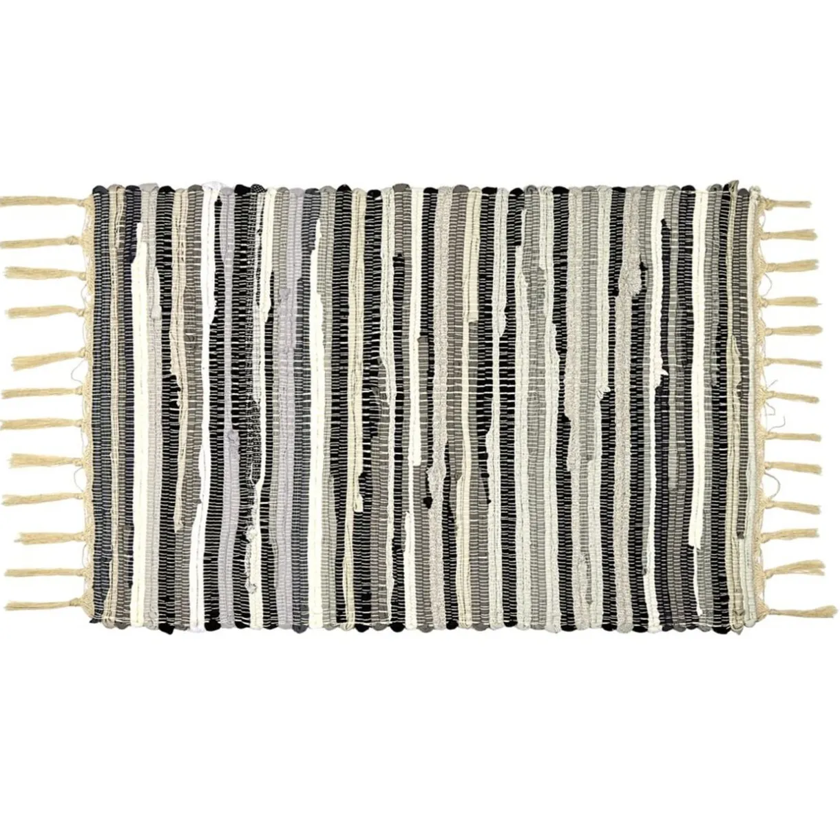 Tapis intérieur à franges rectangulaire rayures polycoton 50x70cm (3 modèles) < Gifi Hot