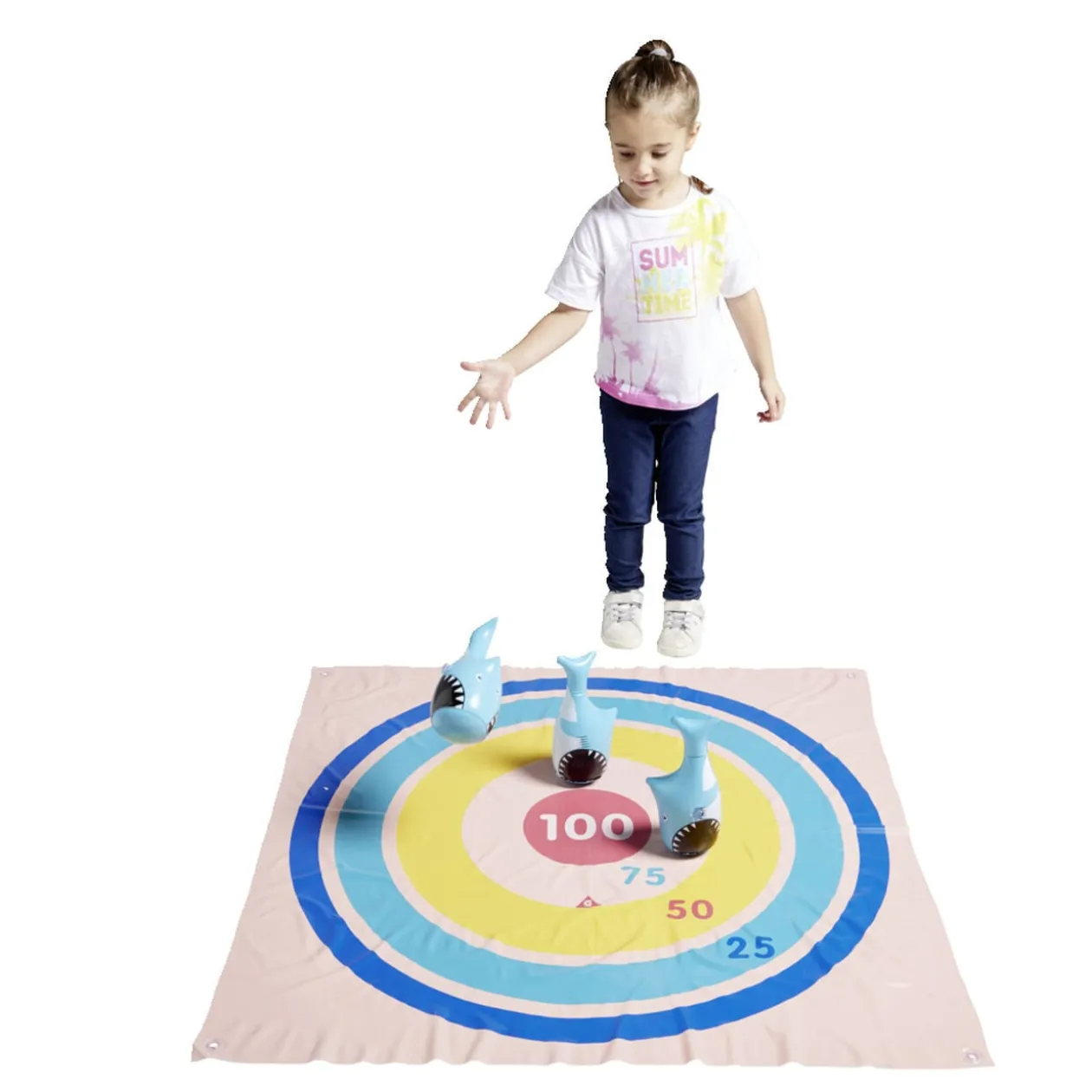 Tapis jeu de cible XL avec requins 1x1m
