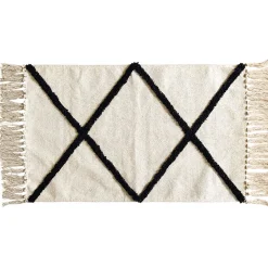 Tapis rectangulaire beige tufté noir 50x80cm