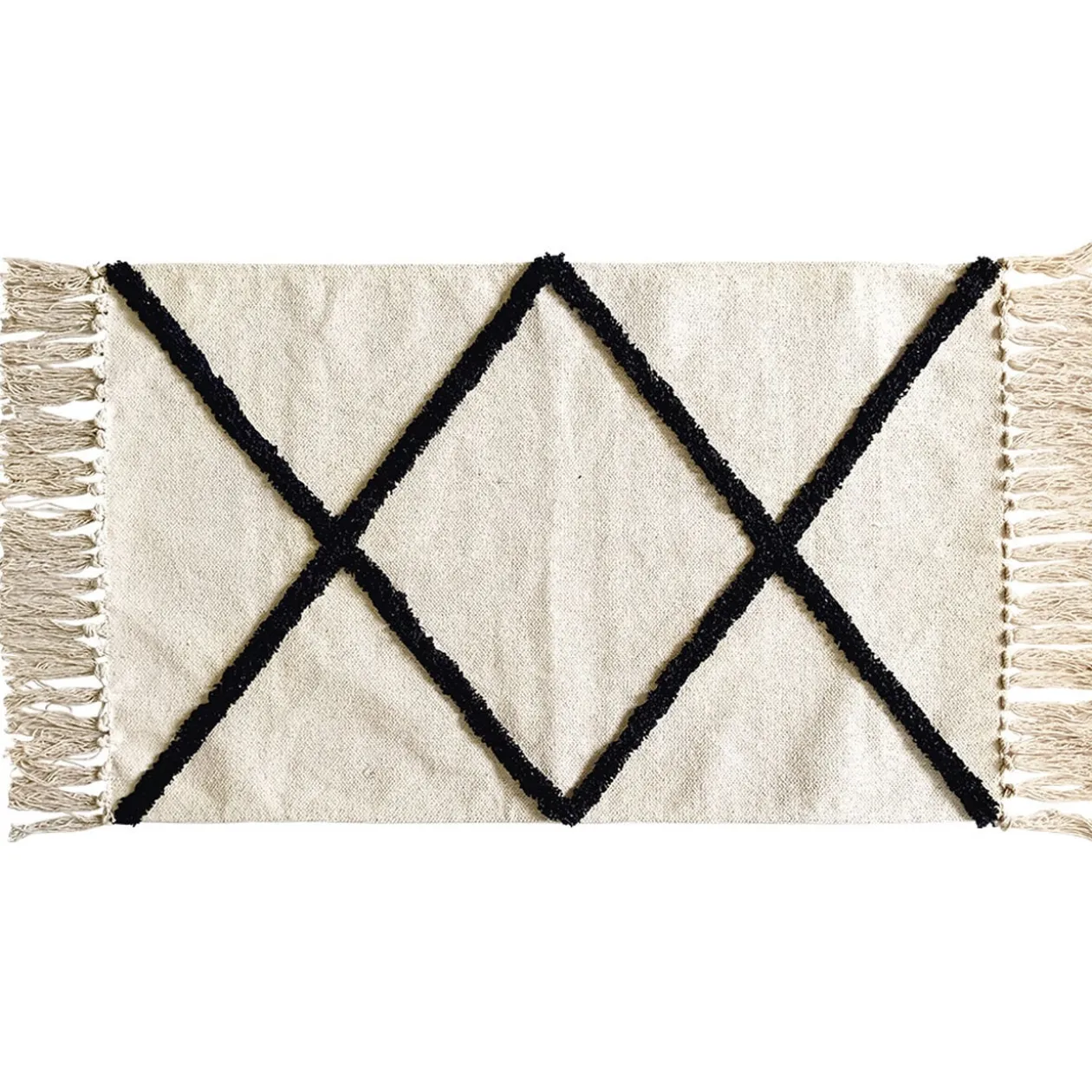 Tapis rectangulaire beige tufté noir 50x80cm