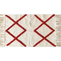 Tapis rectangulaire beige tufté terracotta 50x80cm
