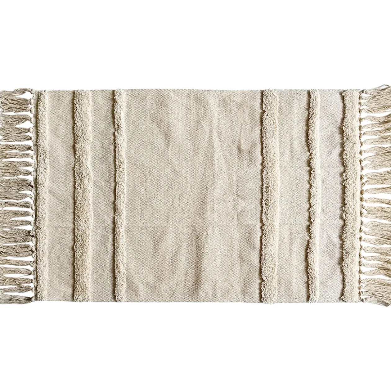 Tapis rectangulaire beige tufté 50x80cm