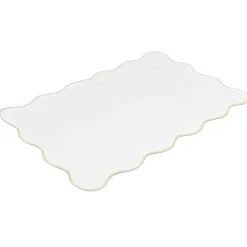 Tapis rectangulaire contour vague Wavy polyester beige 80x120cm