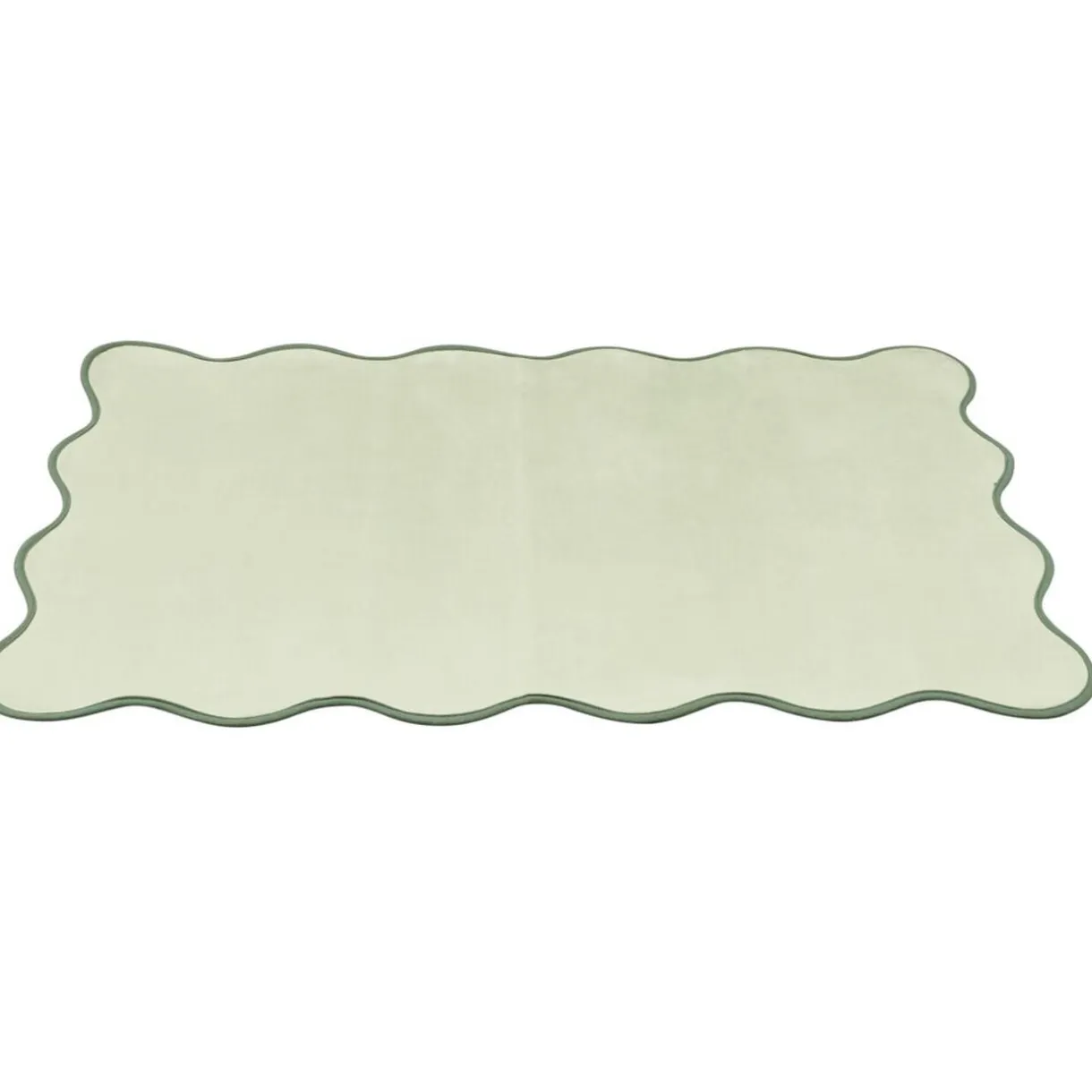 Tapis rectangulaire contour vague Wavy polyester vert 80x120cm < Gifi Online