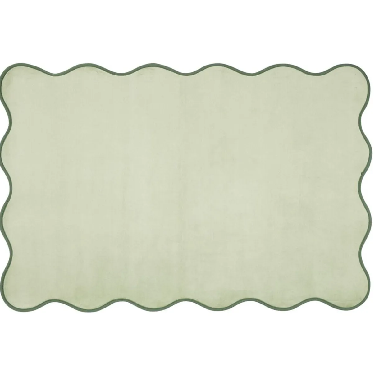 Tapis rectangulaire contour vague Wavy polyester vert 80x120cm < Gifi Online